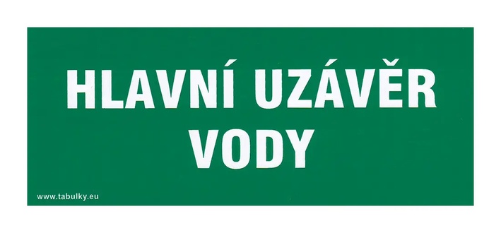 Almi - Tabulka samolepící - Hlavní uzávěr vody 210x87mm