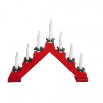 Almi - Svícen vánoční el. 7 svíček, jehlan červený