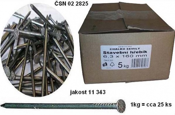 Almi Praha - Hřebík stavební 160x6,3mm (1kg)