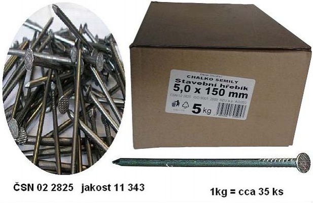 Almi Praha - Hřebík stavební 150x5,0mm (1kg)