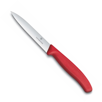 Almi Praha - Nůž na zeleninu 10cm, vlnitý špičatý VICTORINOX 6.7731 červený
