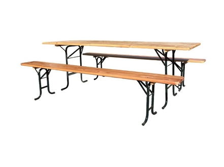 Almi - Set pivní zahradní - stůl + 2 lavice, dřevo/kov