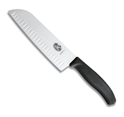 Almi Praha - Nůž japonský Santoku VICTORINOX 6.8523.17B černý, s vrouby