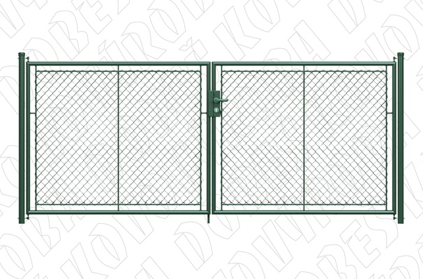 Almi Praha - Brána dvoukřídlá, výška 150 cm, šíře 360 cm, FAB, zelená