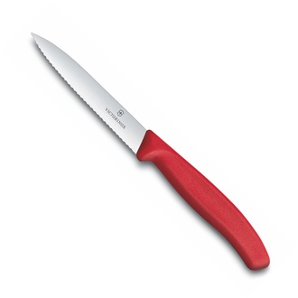 Almi - Nůž na zeleninu 10cm, vlnitý špičatý VICTORINOX 6.7731 červený