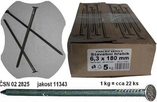 Almi Praha - Hřebík stavební 180x6,3mm (1kg)