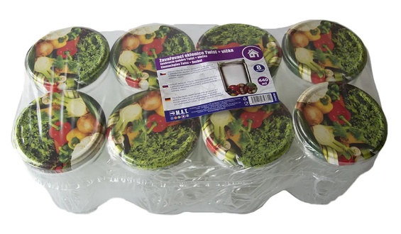 Almi - Sklenice zavařovací Twist 82/ 440ml LUNCH, 8 ks a víčka mix