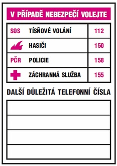 Almi - Tabulka samolepící - Důležitá telefonní čísla 74x105mm